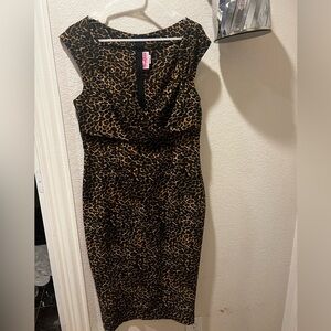 Pinup, leopard print wiggle dress